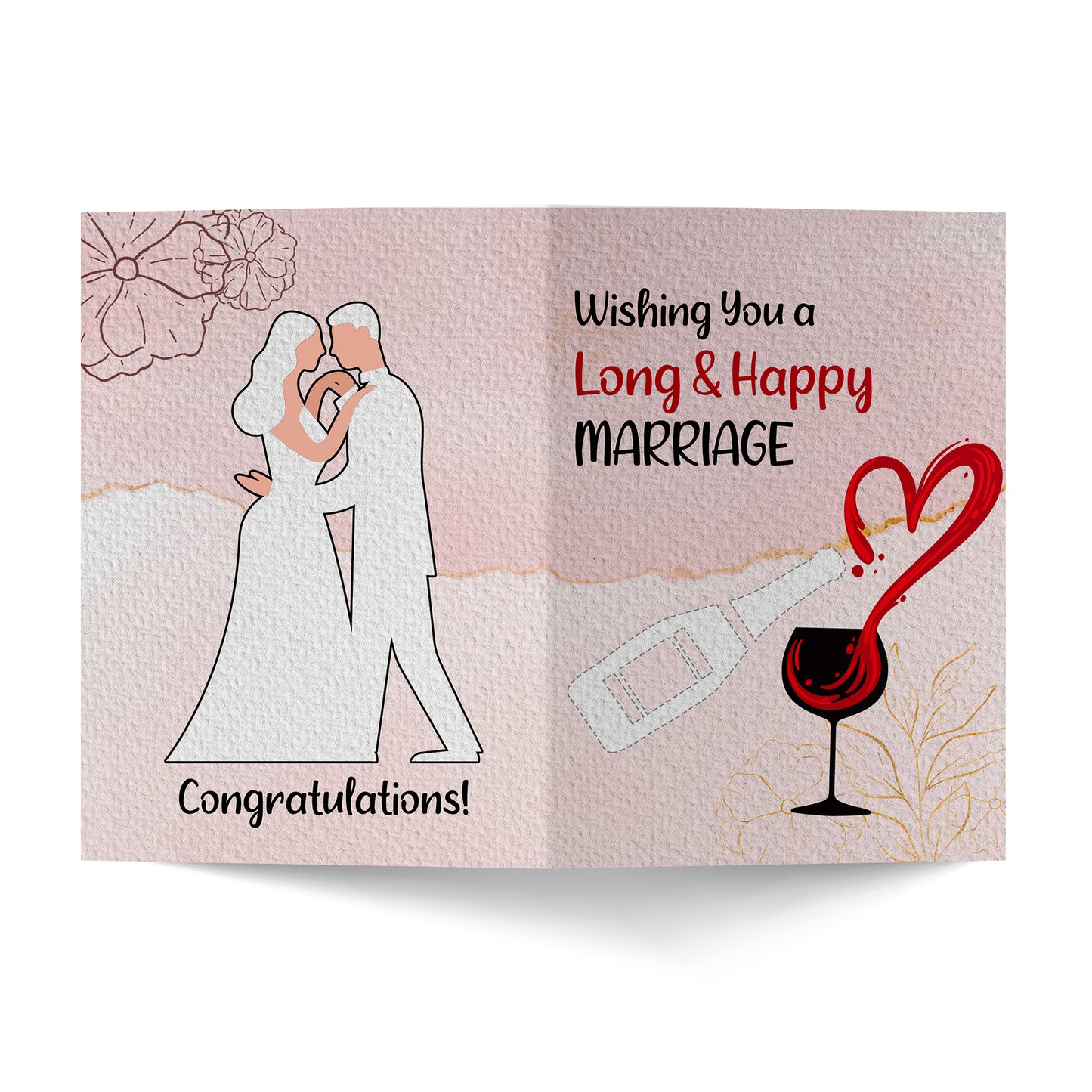 Wishing You A Long Happy Marriage Wedding Greeting Card