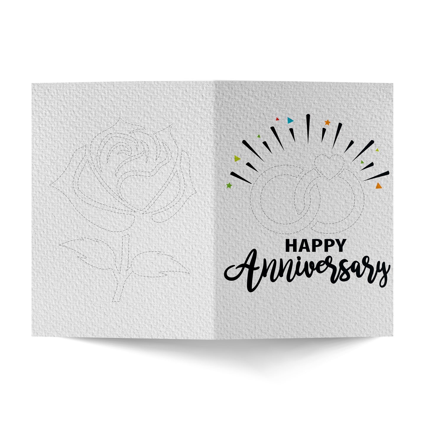 Rose and Ring Happy Anniversary Greeting Card