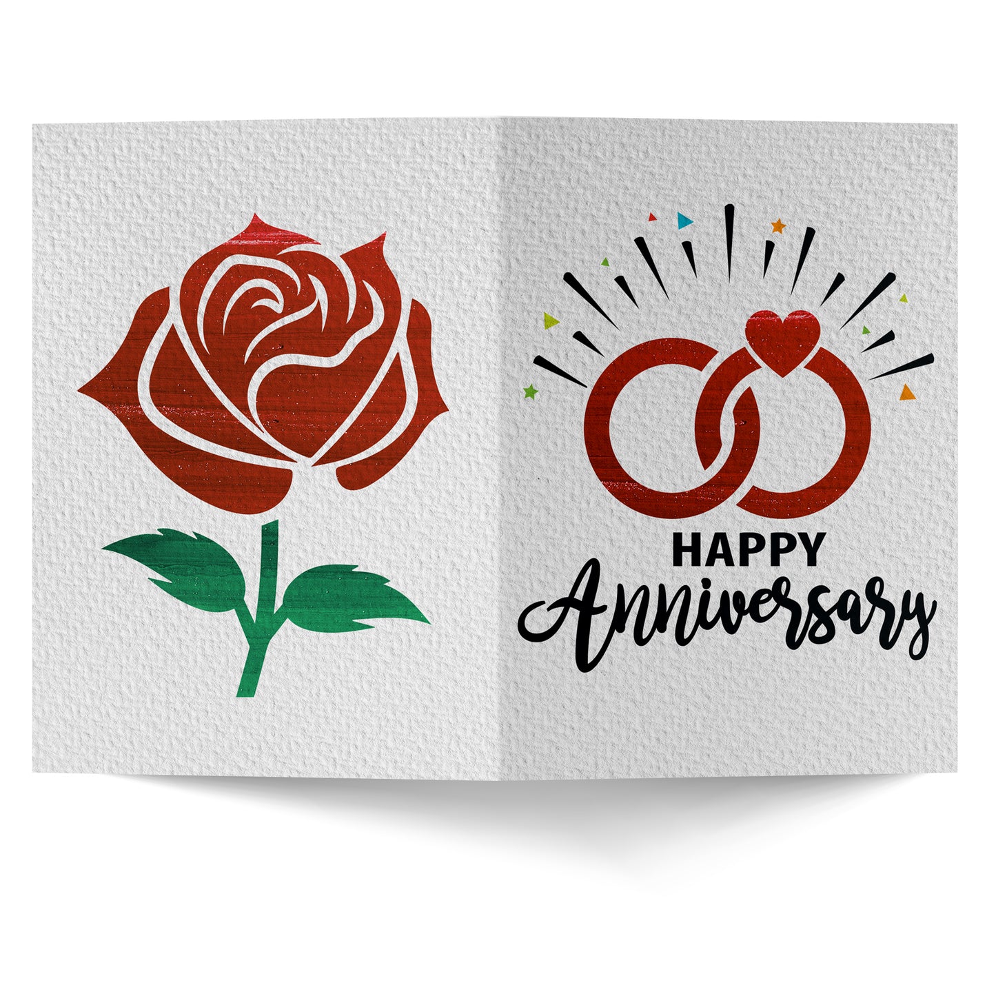 Rose and Ring Happy Anniversary Greeting Card