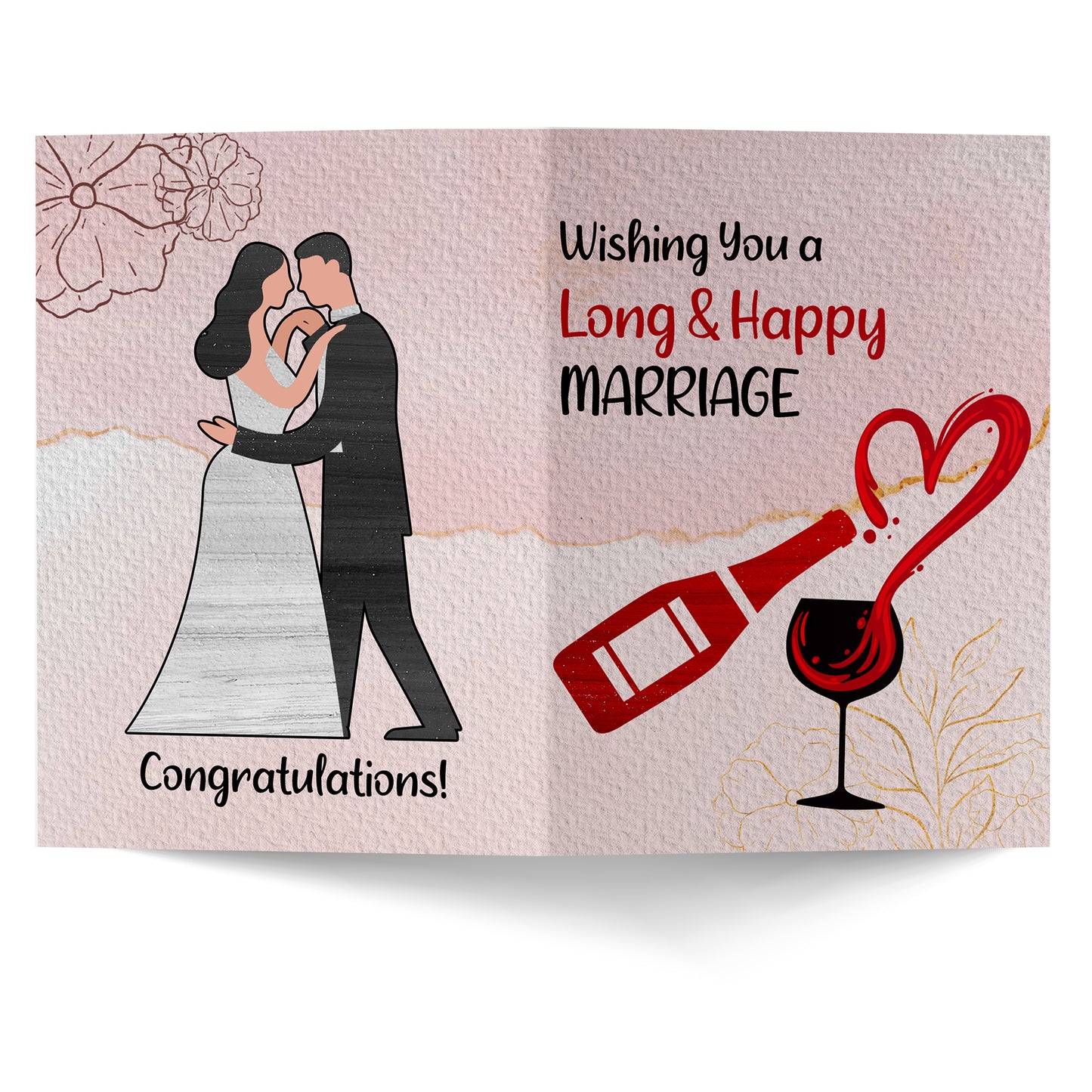 Wishing You A Long Happy Marriage Wedding Greeting Card