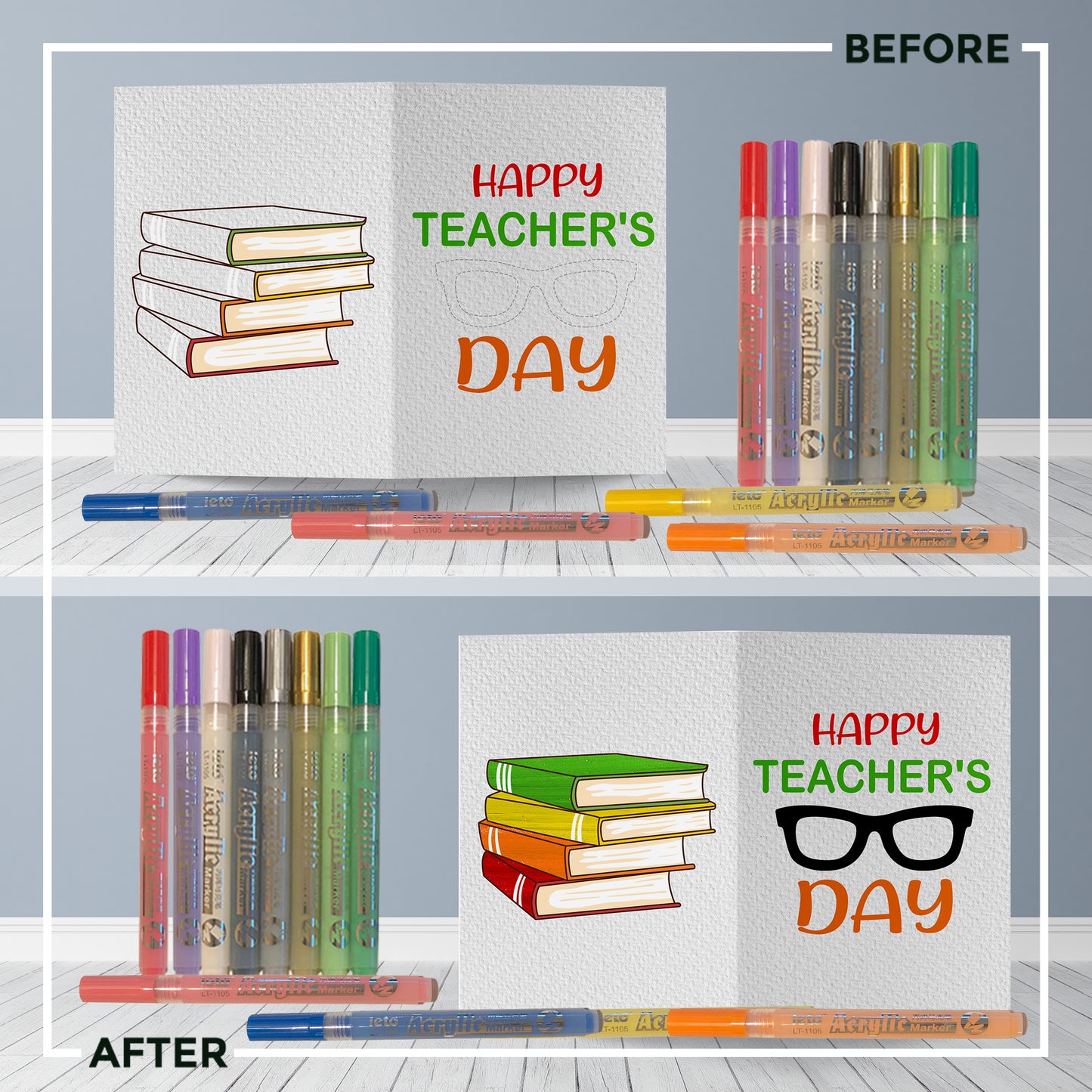 Books Eyeglass Happy Teachers Day Greeting Card